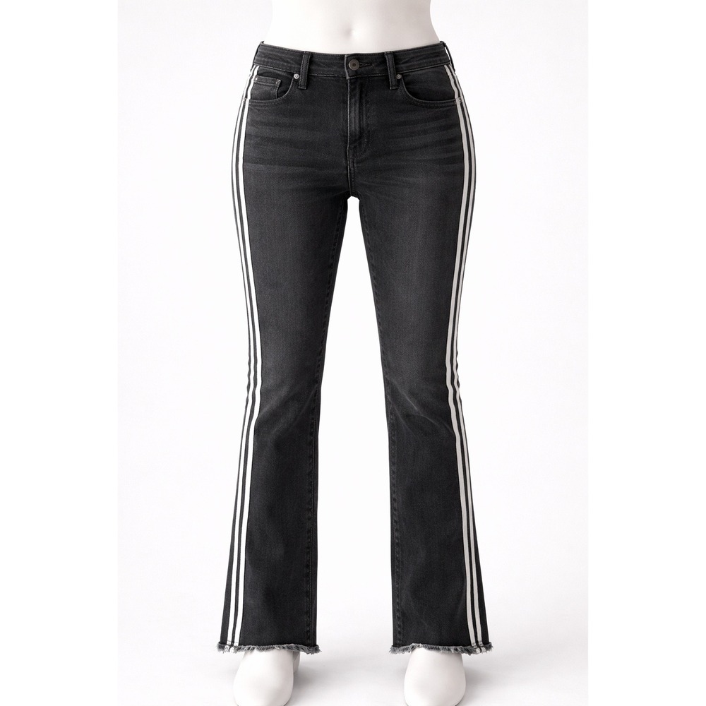 Cello Womens High Rise Skinny‎ Jeans Black White Side Stripe Size 13 Stretch
